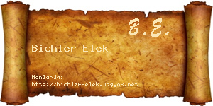 Bichler Elek névjegykártya